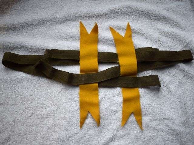 3) Excellent Original WW1 WW2 Sock Flashes In Yellow. Royal Warwickshire Regt? — image 2