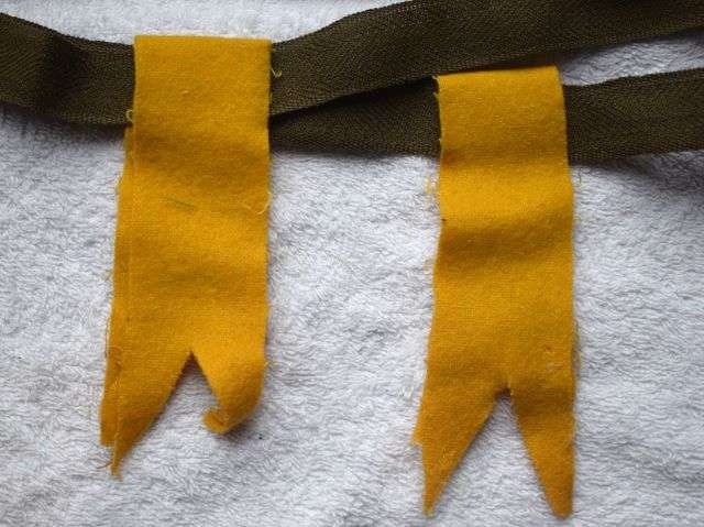 3) Excellent Original WW1 WW2 Sock Flashes In Yellow. Royal Warwickshire Regt? — image 3