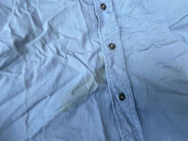 85) Good Original 1950s British Army Officers Grey/Green Cotton Collarless Shirt WD Marked — image 8