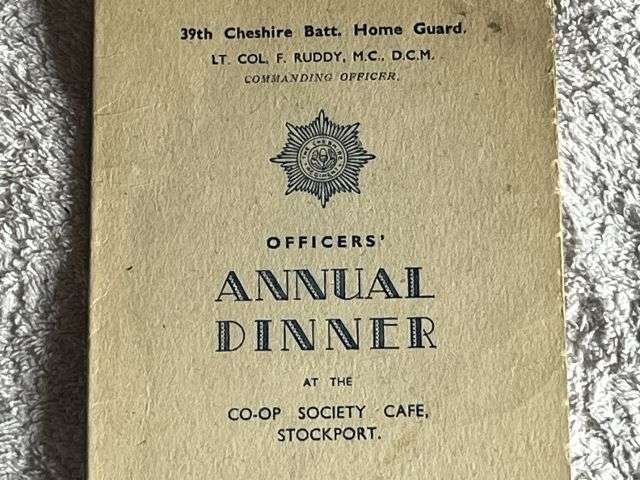 96) Original WW2 39th Cheshire Batt Home Guard Annual Dinner Menu 1944 Covered in Signatures — image 7