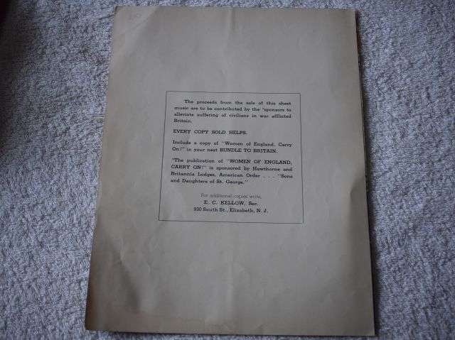 66) Original WW2 Patriotic Music Sheets A Tribute From The USA, Women of England Carry On! — image 3
