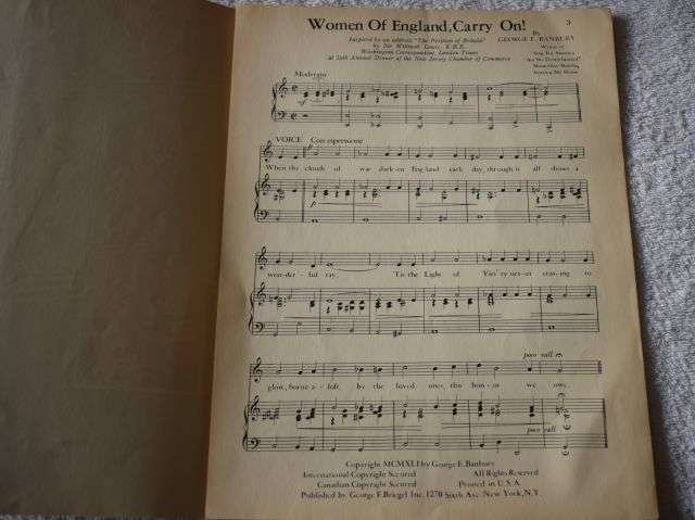 66) Original WW2 Patriotic Music Sheets A Tribute From The USA, Women of England Carry On! — image 6