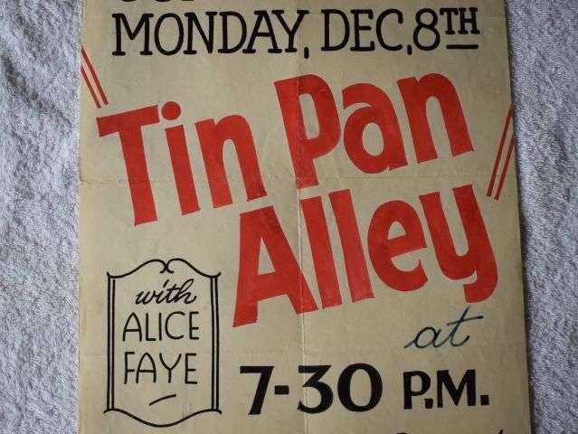 71) Large Original WW2 Army Mobile Cinema Poster Monday Dec 8th, Tin Pan Alley with Alice Faye — image 6