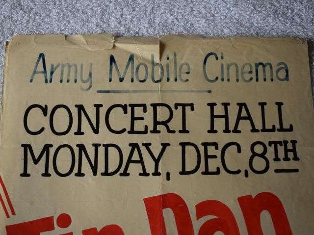 71) Large Original WW2 Army Mobile Cinema Poster Monday Dec 8th, Tin Pan Alley with Alice Faye — image 7