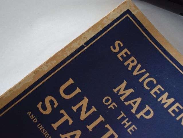 59) Excellent Original WW2 US Printed Servicemen's Map of The United States & Insignia of Armed Forces — image 7