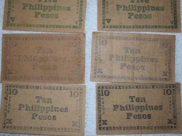 63) Set of 10 Interesting Original Philippines Peso Emergency Bank Notes All Dated 1944. — image 9