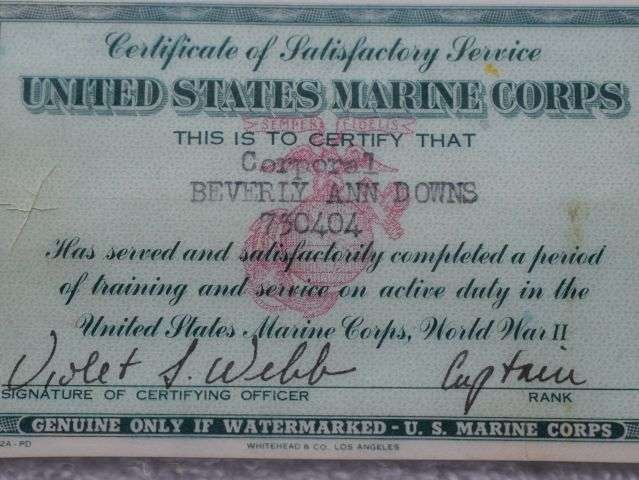 52) Excellent Original WW2 US Marine Corps Certificate of Satisfactory Service Card To A Woman — image 4