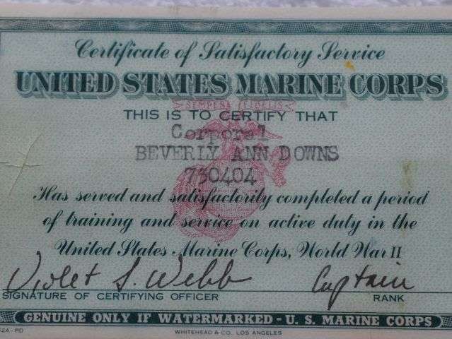 52) Excellent Original WW2 US Marine Corps Certificate of Satisfactory Service Card To A Woman — image 5