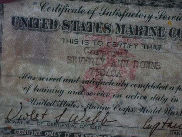 52) Excellent Original WW2 US Marine Corps Certificate of Satisfactory Service Card To A Woman — image 6