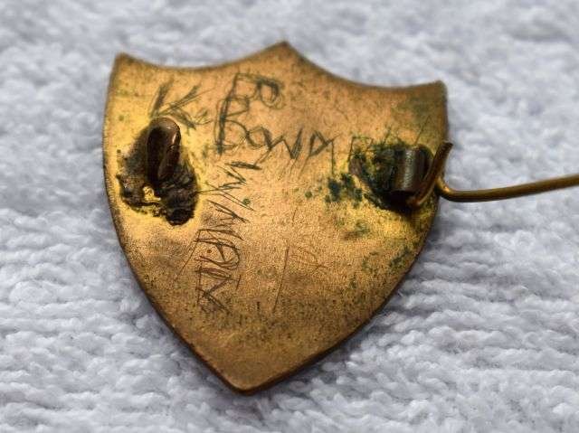 11) Group of 3 Unidentified Vintage School? Badges 2 Enamel 1 Celluloid — image 3