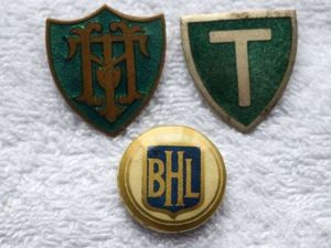 11) Group of 3 Unidentified Vintage School? Badges 2 Enamel …