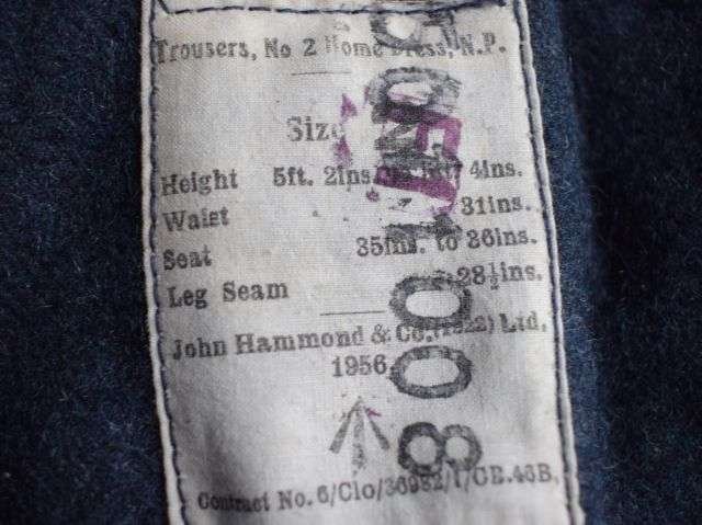 100) Vintage WW2 Pat RAF Trousers No2 Home Service Dress NP Dated 1956 — image 2