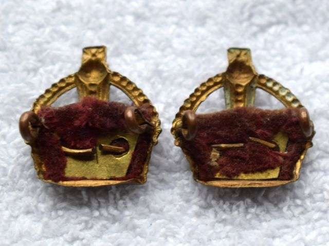 46) Original WW1 WW2 British Army Officers Brass Rank Crowns — image 2