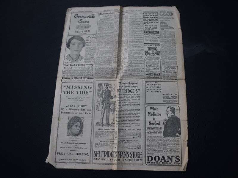 115) Tatty Original WW1 The Evening News, London's Newspaper September 29th 1917 — image 4