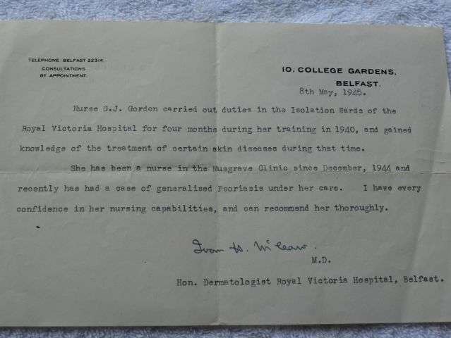 110) Interesting Original WW2 Paperwork to 2 Nurses One in Belfast The Other In The QAIMNS — image 12