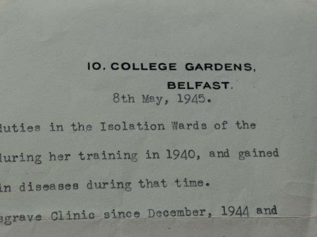 110) Interesting Original WW2 Paperwork to 2 Nurses One in Belfast The Other In The QAIMNS — image 13