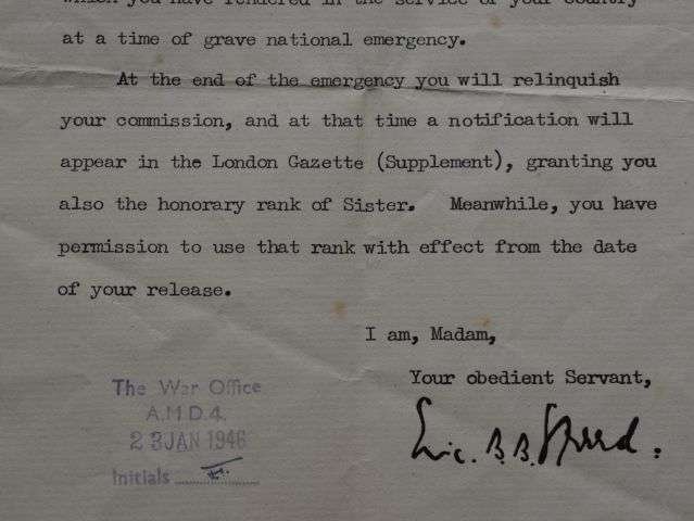 110) Interesting Original WW2 Paperwork to 2 Nurses One in Belfast The Other In The QAIMNS — image 5