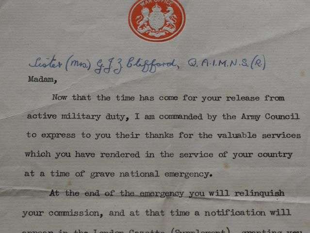 110) Interesting Original WW2 Paperwork to 2 Nurses One in Belfast The Other In The QAIMNS — image 6
