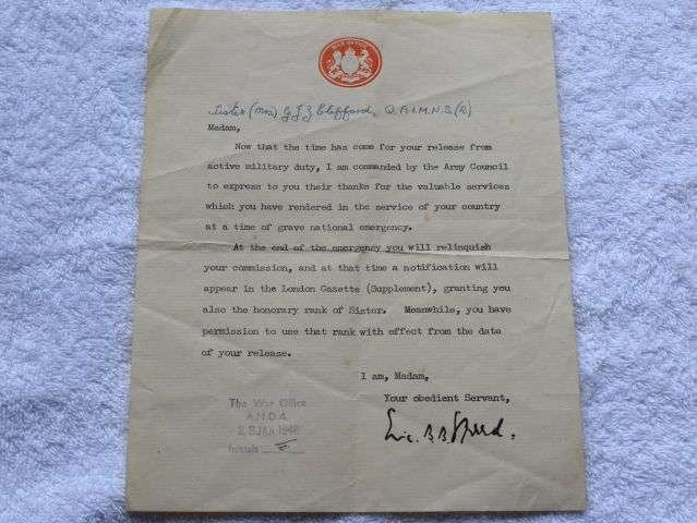 110) Interesting Original WW2 Paperwork to 2 Nurses One in Belfast The Other In The QAIMNS — image 7