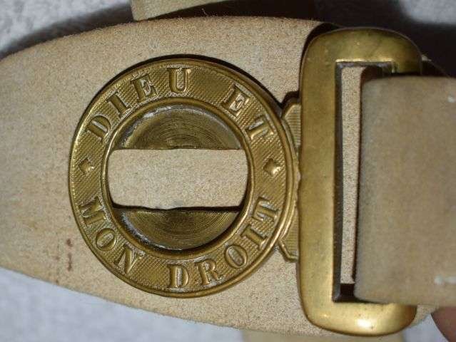18) Lovely Original WW1 WW2 White Buff Leather Belt & GS Buckle — image 2