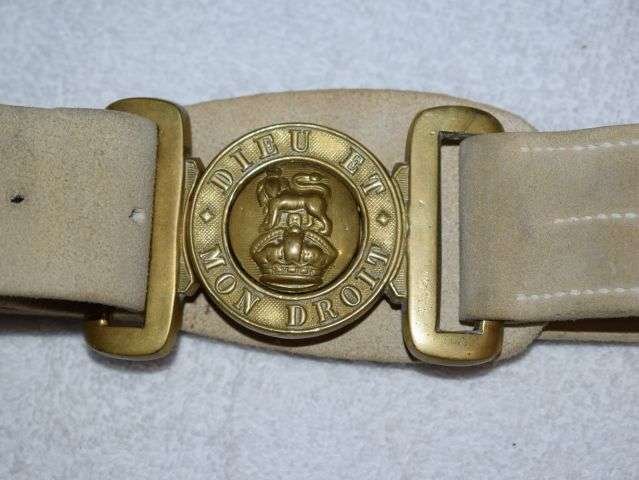 18) Lovely Original WW1 WW2 White Buff Leather Belt & GS Buckle — image 6