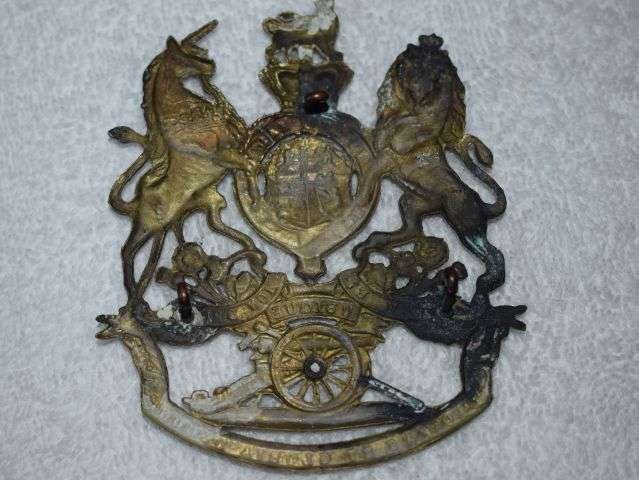 44) Very Nice 100% Original Large Victorian Royal Artillery Helmet Plate, Helmet Badge — image 3