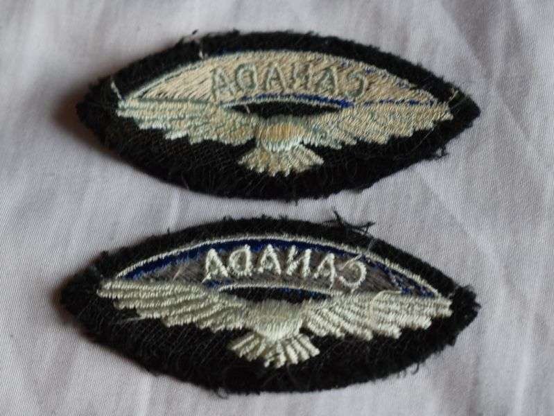35) Excellent Original Early Post War RCAF Canada over Albatross Woven Cloth Shoulder Title Pair — image 2