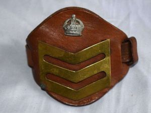39) Excellent Original WW2-1950s? Leather Wrist Rank to Staff Sgt