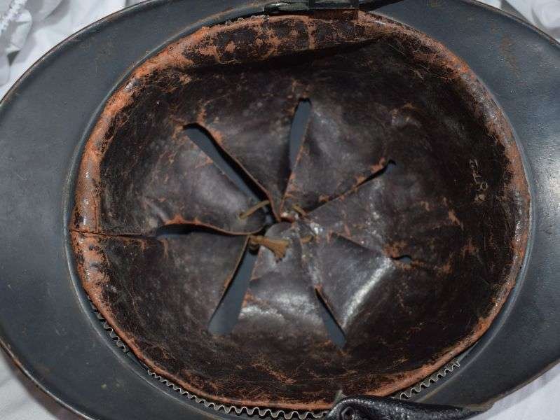 56) Excellent Original WW1 French Army Adrian M15 Steel Helmet with Liner & Artillery Badge — image 2