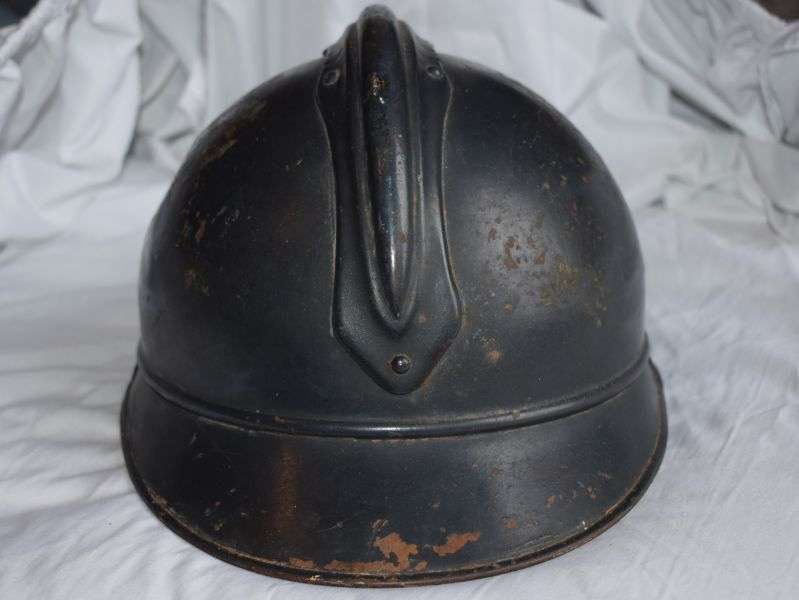 56) Excellent Original WW1 French Army Adrian M15 Steel Helmet with Liner & Artillery Badge — image 7