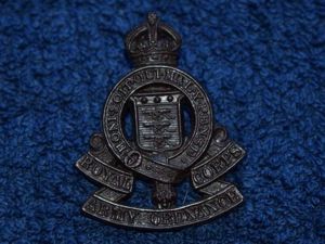 60) Excellent Original WW2 Wartime Economy Plastic RAOC Cap Badge