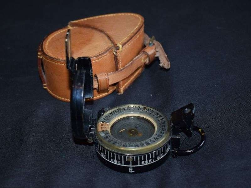32) Nice Clean Original 1939 Dated Marching Compass in 1940 Dated Leather Case — image 13