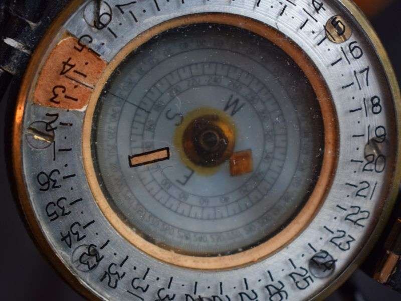 32) Nice Clean Original 1939 Dated Marching Compass in 1940 Dated Leather Case — image 5
