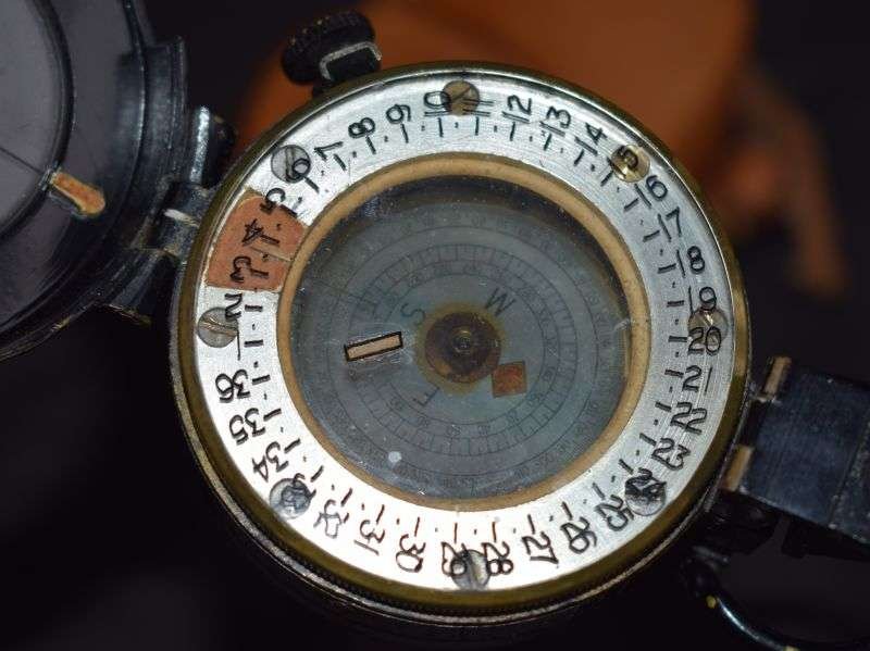 32) Nice Clean Original 1939 Dated Marching Compass in 1940 Dated Leather Case — image 6