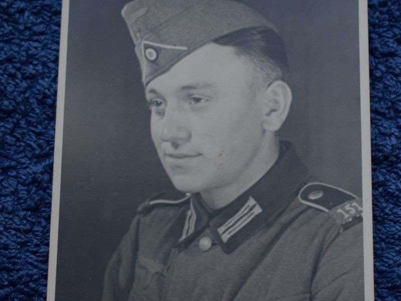 87) Original WW2 German Portrait Photo of A German Soldier Wearing Side Cap — image 4