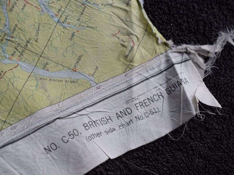 23) Tatty Original USAAF Silk/Rayon Escape Map C50/C51 British & French Guiana & Brazil 1944 — image 2