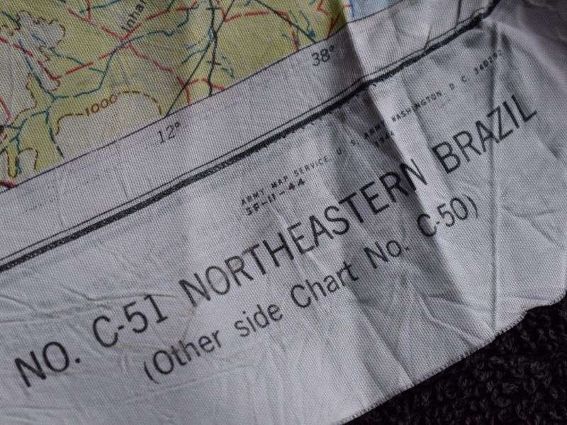 23) Tatty Original USAAF Silk/Rayon Escape Map C50/C51 British & French Guiana & Brazil 1944 — image 8