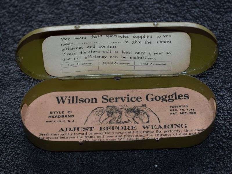 32) Nice Original WW1 US Military Willson Service Goggles & Issue Tin 1915 — image 5