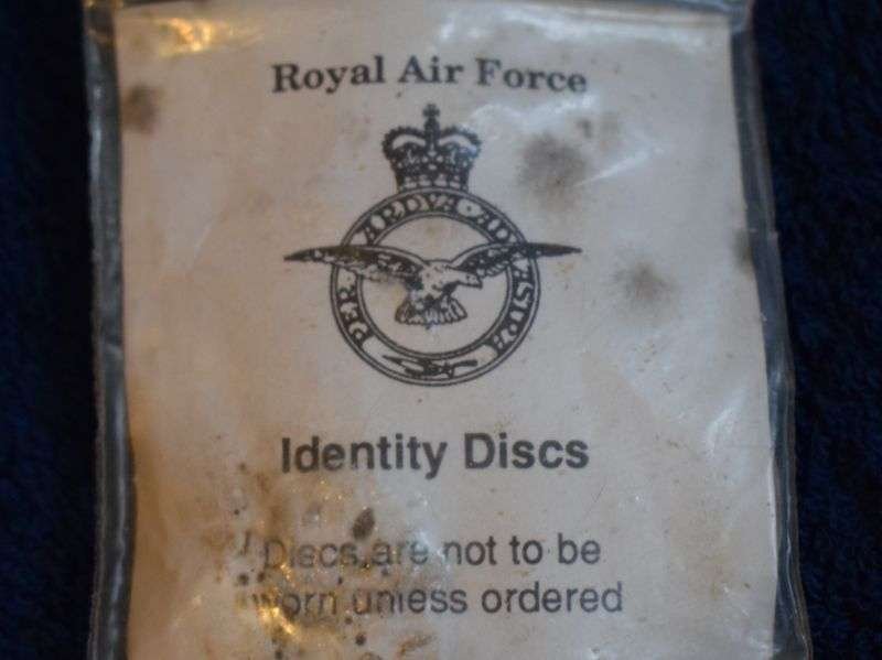 80) Mint Un Worn British RAF 1970s-1980s Issue Dog Tags in Original Packaging 4277978B Clarke C.J.G. — image 4