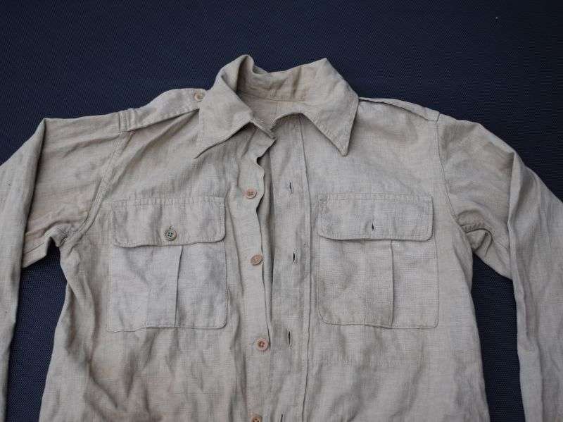 76) Original WW2 Indian Made British Army Khaki Aertex Bush Jacket 1943 — image 10