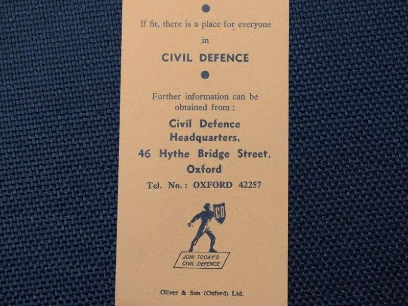 127) Interesting Original Early Cold War Civil Defence Recruiting Bookmark — image 5