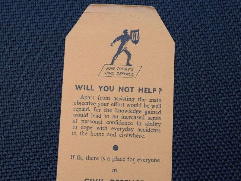 127) Interesting Original Early Cold War Civil Defence Recruiting Bookmark — image 6