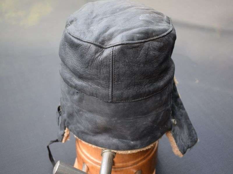 133) Unidentified 1940s-1950s? Leather Peaked Cap with Initials To The Peak — image 12