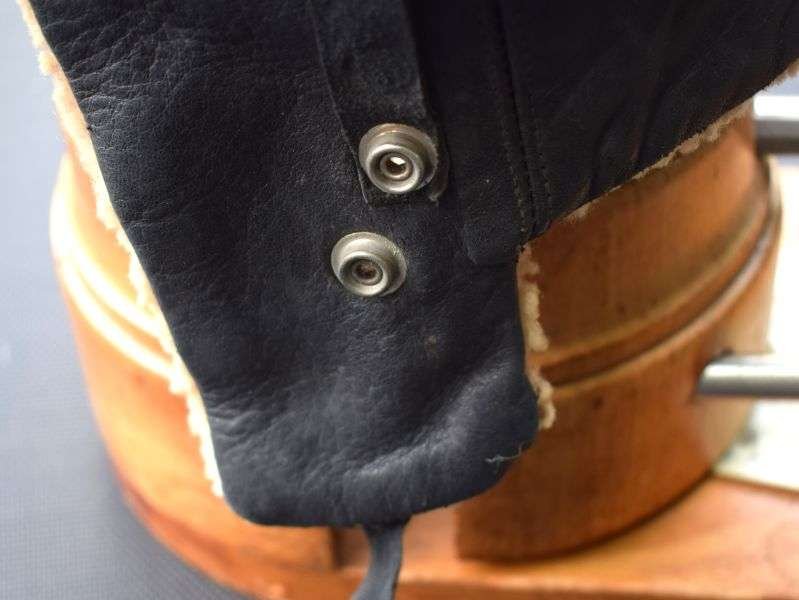 133) Unidentified 1940s-1950s? Leather Peaked Cap with Initials To The Peak — image 13