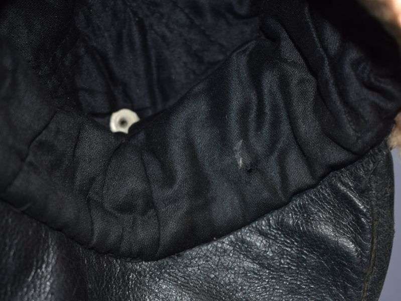 133) Unidentified 1940s-1950s? Leather Peaked Cap with Initials To The Peak — image 2