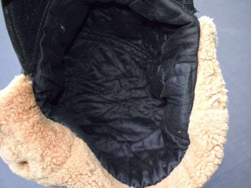 133) Unidentified 1940s-1950s? Leather Peaked Cap with Initials To The Peak — image 3