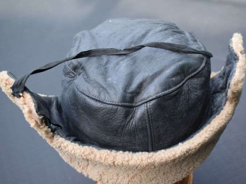 133) Unidentified 1940s-1950s? Leather Peaked Cap with Initials To The Peak — image 6