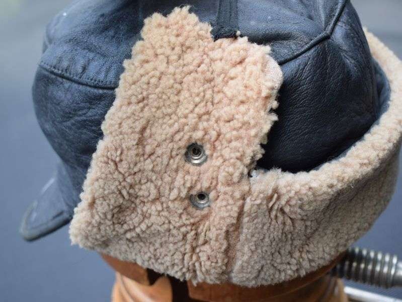 133) Unidentified 1940s-1950s? Leather Peaked Cap with Initials To The Peak — image 7