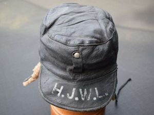 133) Unidentified 1940s-1950s? Leather Peaked Cap with Initials To The …