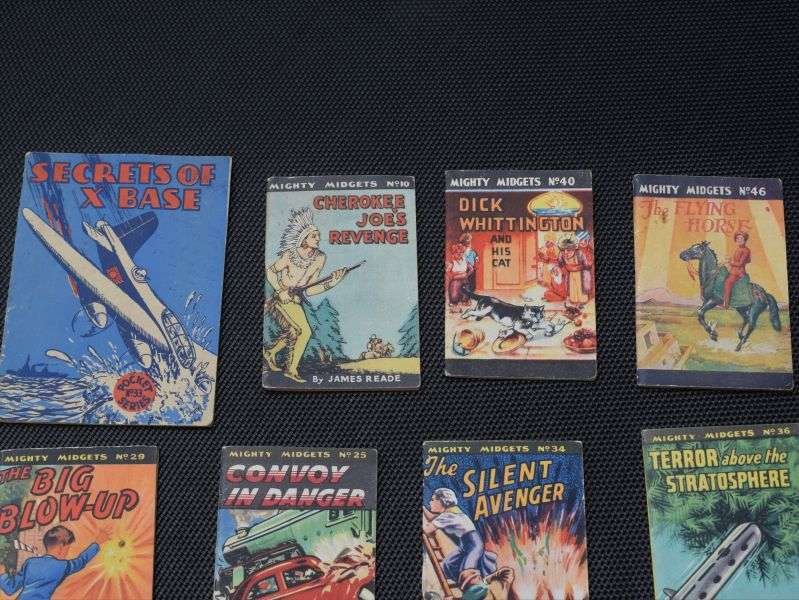 66) A Set of 11 Original WW2 Mighty Midgets Children's Tiny Books & 1 Tucks Better Little Book Air Raid Shelter Books — image 16